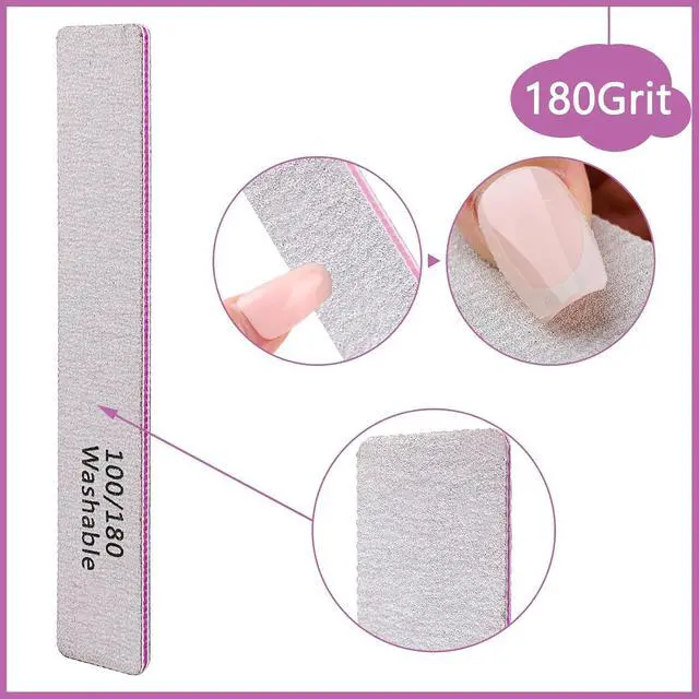 Alt view image 3 of 7 - 24 Pack Nail Files, 100/180 Grit Double Sides Professional Reusable Washable Nail File, Emery Boards Manicure Tool for Acrylic Nails