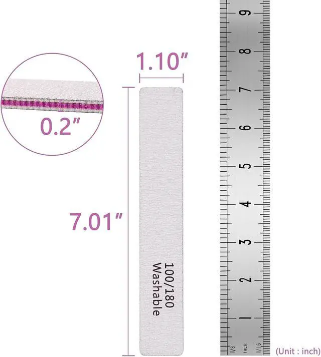 Alt view image 6 of 7 - 24 Pack Nail Files, 100/180 Grit Double Sides Professional Reusable Washable Nail File, Emery Boards Manicure Tool for Acrylic Nails