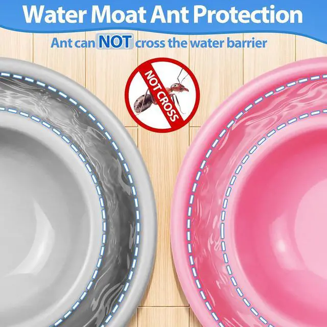 Alt view image 2 of 6 - Ant Away Outdoor Cat Bowl, Double Pet Bowl with Water Moat, Spill-Proof Design, Food & Water Feeder for Outdoor Cats Ants Away, Easy Clean, Lightweight Plastic(Small, 2 Packs)