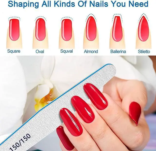 Alt view image 6 of 6 - Nail Files 150/150 Grit, 12pcs for Poly Extension Gel, Emery Boards for Acrylic and False Nails, Coarse Manicure Pedicure Tools for Home Salon