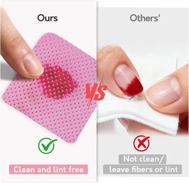 Alt view image 3 of 7 - Bcowos Pink Lint Free Nail Wipes, No Lint, Absorbent, 540PCS | Soft Non-Woven Nail Polish Remover Pads- Lint Free Wipes for Nail Polish Removal, lash Extensions Application, Nail Supplies