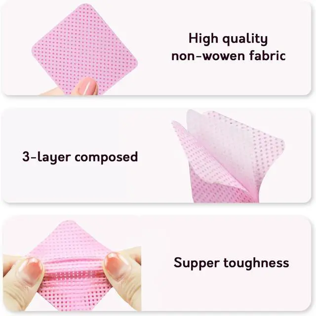Alt view image 2 of 7 - Bcowos Pink Lint Free Nail Wipes, No Lint, Absorbent, 540PCS | Soft Non-Woven Nail Polish Remover Pads- Lint Free Wipes for Nail Polish Removal, lash Extensions Application, Nail Supplies