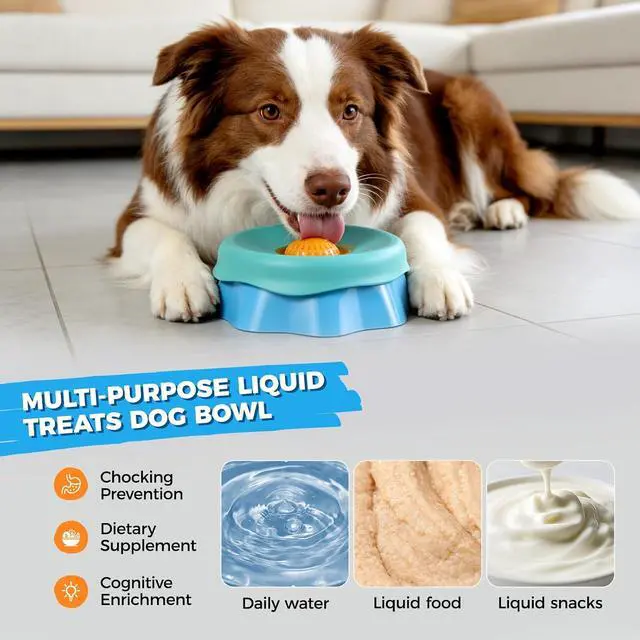 Alt view image 7 of 7 - Dog Lick Bowl, Slow Feeder Dog Bowl with Anti-Slip Module, Silicone Dog Licking Bowl for Peanut Butter, Yogurt and Treats, Non-Slip Dog Lick Bowl-Suitable for Large, Medium, and Small Dogs