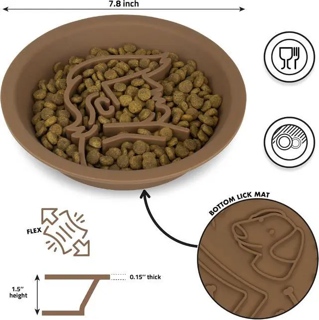 Alt view image 2 of 6 - Dog Slow Feeder Brown Bowl Dog'nald Trump Design - 2026 Edition - Premium Food Grade Silicone - Interactive Slow Feeder & Lick Mat - Dishwasher Safe - Anti-Slip - Fun & Engaging Design for Dogs
