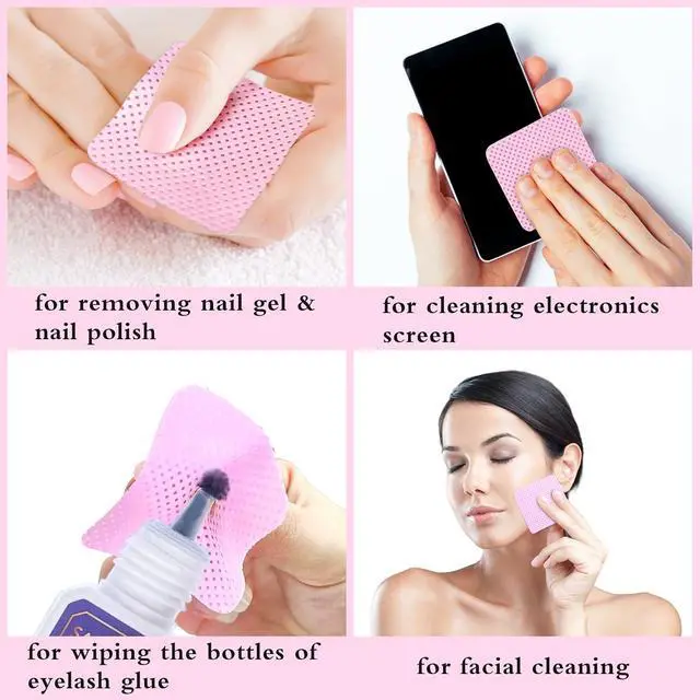 Alt view image 6 of 7 - Bcowos Pink Lint Free Nail Wipes, No Lint, Absorbent, 540PCS | Soft Non-Woven Nail Polish Remover Pads- Lint Free Wipes for Nail Polish Removal, lash Extensions Application, Nail Supplies