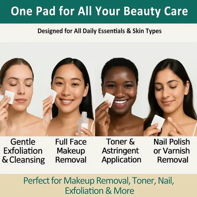 Alt view image 6 of 7 - Nonwoven Cotton Face Pads (2XL 8"x4") 200Cts (600 Uses), Cut Cost & Disposal Waste by 70%, Ultra Thick Soft & Durable, No Lint & Tearing Even Stretched, Ideal for Makeup Removal