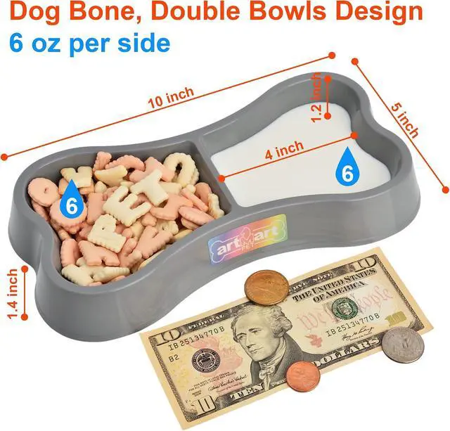 Alt view image 3 of 7 - Lightweight Small Dog Puppy Cat Food and Water Bowls 6 oz Double Pink Plastic Portable Outdoor Travel Dish (Indie Pink)