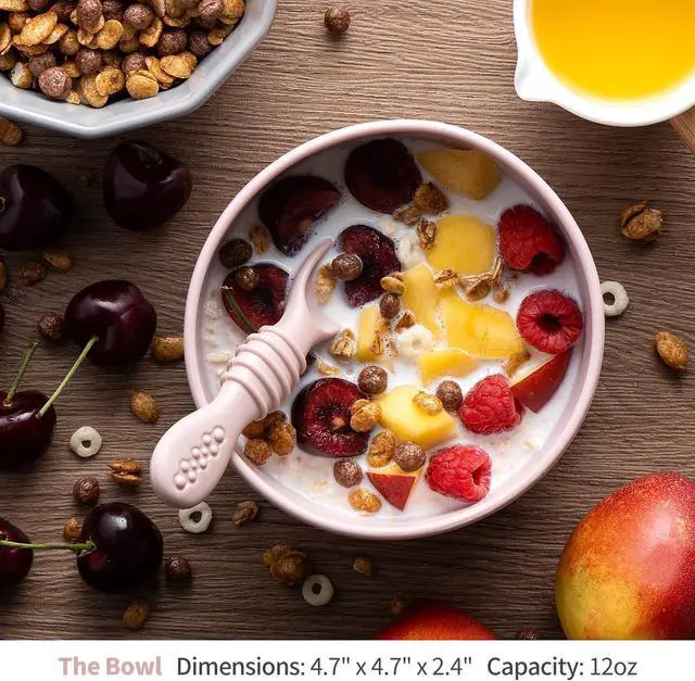 Alt view image 2 of 7 - SAMiGO Silicone Suction Baby Bowl and Spoon Set with Lid for Self Feeding | 6-12 Months, Infant First Stage Food Set, Starting Solids Must Haves, Baby Feeding Eating Essentials, Led Weaning Supplies