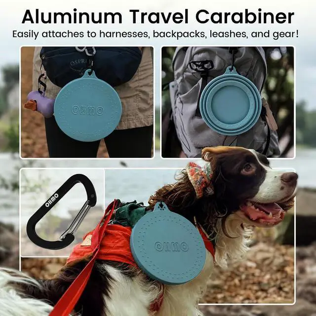 Alt view image 5 of 7 - OHMO Spill Proof Collapsible Dog Bowl, 24oz Portable Dog Water Bowl | Low Center Gravity Stability, Tapered Splash Control, Foldable Cat Bowl, Dishwasher Safe, Dog Travel Essential, Light Blue
