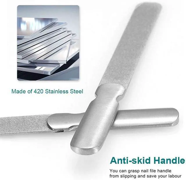 Alt view image 6 of 7 - Diamond Nail File for Natural Nails, 4.6 Inch Double Sided 180 Grits Emery Boards Metal Toe Nail Files for Thick Toenails and Fingernail (1 Pack)