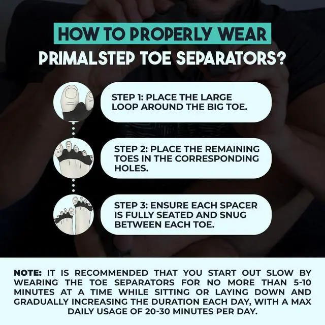 Alt view image 7 of 7 - VYCE PrimalStep Toe Separators, Spreaders, Spacers, S/M | Straightener to Correct Toes for Men and Women, Bunion Corrector, Plantar Fasciitis and Athletic Mobility