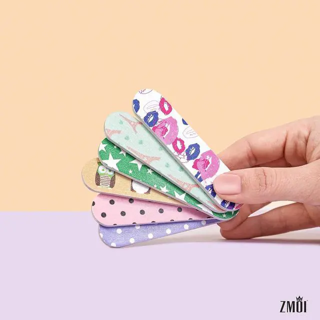 Alt view image 3 of 5 - 6 Pieces Colorful Girly Mini Emery Nail Files + 6 Pairs Heart Design Toe Separators Manicure/Pedicure Kit Kid Spa Party (Pack of 1)