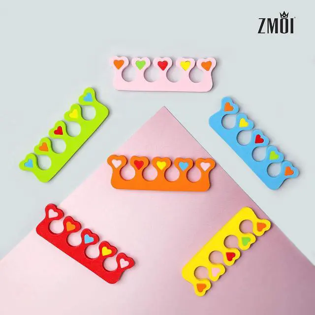 Alt view image 2 of 5 - 6 Pieces Colorful Girly Mini Emery Nail Files + 6 Pairs Heart Design Toe Separators Manicure/Pedicure Kit Kid Spa Party (Pack of 1)