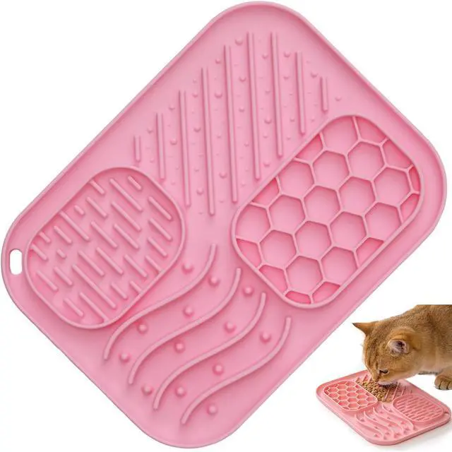 Main image of Lick Mat for Cat & Puppy, Premium Silicone SlowFeeder Bowl, BPAFree, FoodGrade, SuctionCup Design for Dry & Wet Food Anxiety & Boredom Relief, Dishwasher & Freezer Safe, Pink