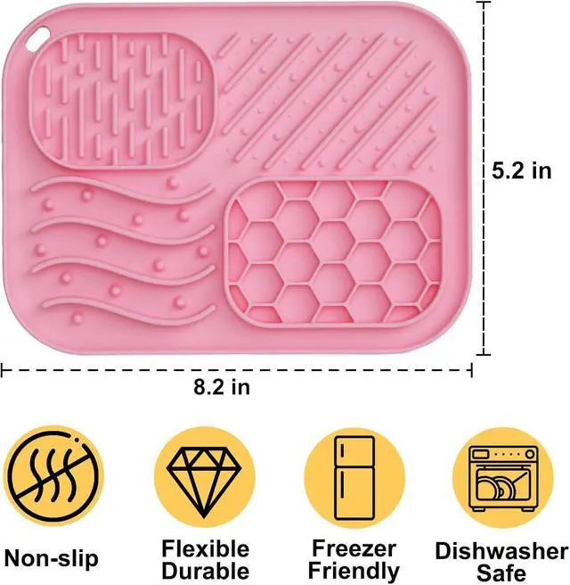 Alt view image 2 of 7 - Lick Mat for Cat & Puppy, Premium Silicone SlowFeeder Bowl, BPAFree, FoodGrade, SuctionCup Design for Dry & Wet Food Anxiety & Boredom Relief, Dishwasher & Freezer Safe, Pink