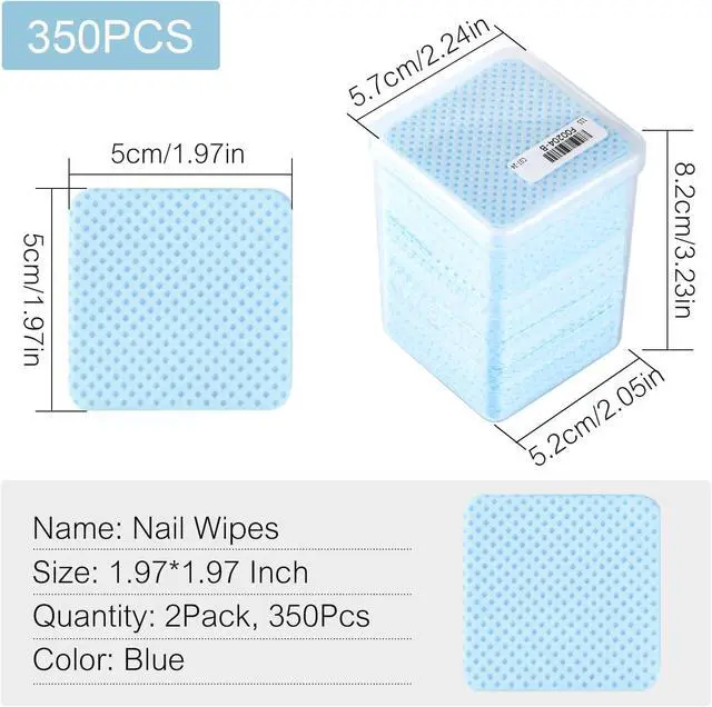Alt view image 2 of 6 - Lint Free Nail Wipes 350Pcs Nail Polish Removal Wipes Disposable Non-Woven Nail Cotton Pads Super Absorbent Eyelash Extension Glue Cleaning Wipe Nail Salon and Home Use, Blue