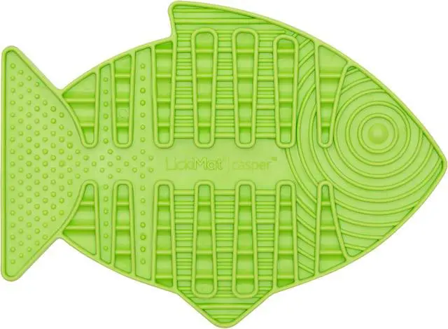 Alt view image 4 of 7 - LickiMat Casper, Fish-Shaped Cat Slow Feeders Lick Mat, Boredom Anxiety Reducer; Perfect for Food, Treats, Yogurt, or Peanut Butter. Fun Alternative to a Slow Feed Cat Bowl or Dish, Green