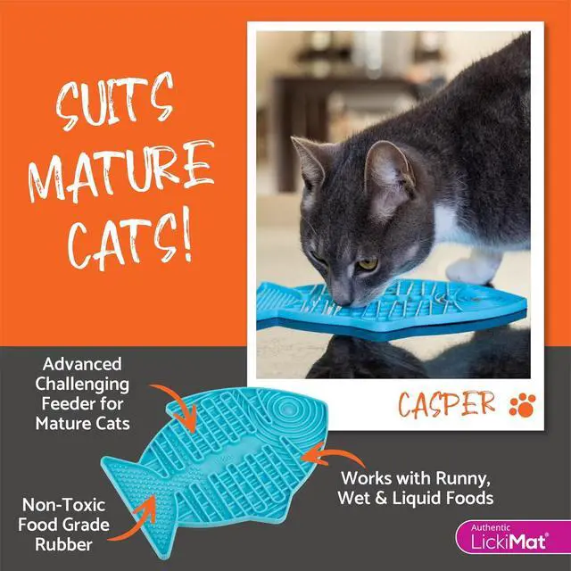 Alt view image 7 of 7 - LickiMat Casper, Fish-Shaped Cat Slow Feeders Lick Mat, Boredom Anxiety Reducer; Perfect for Food, Treats, Yogurt, or Peanut Butter. Fun Alternative to a Slow Feed Cat Bowl or Dish, Green