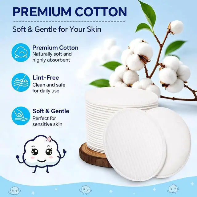 Alt view image 2 of 6 - Cottonessence Premium Cotton Ovals (80 Count) - 80 Count (Pack of 1), 2.75" x 3.54", Large Oval Cotton Pads,Soft, Thick, Lint-Free & Highly Absorbent for Makeup Removal, Facial Cleansing & Skincare