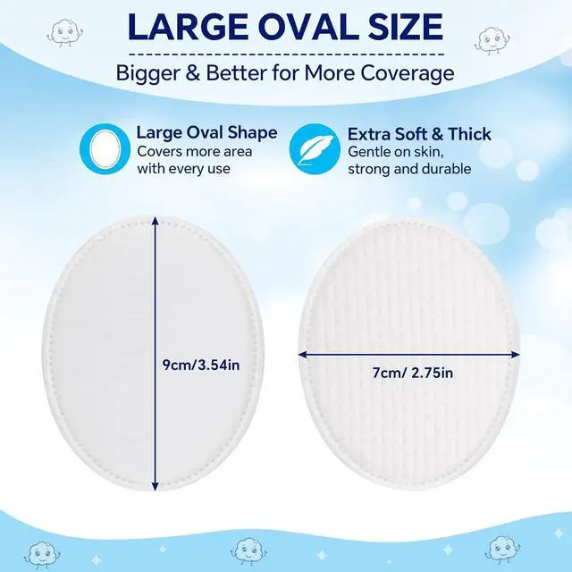 Alt view image 3 of 6 - Cottonessence Premium Cotton Ovals (80 Count) - 80 Count (Pack of 1), 2.75" x 3.54", Large Oval Cotton Pads,Soft, Thick, Lint-Free & Highly Absorbent for Makeup Removal, Facial Cleansing & Skincare