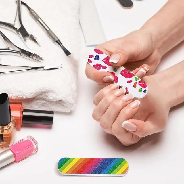 Alt view image 4 of 6 - Sumind 100 Pack Mini Nail Files Double Sided Bulk,2.36 x 0.59 x 0.16 Inch | Colorful Emery Boards for Manicure Pedicure, Travel Size, Professional Salon Filing Tool, Disposable Fingernail Shaping