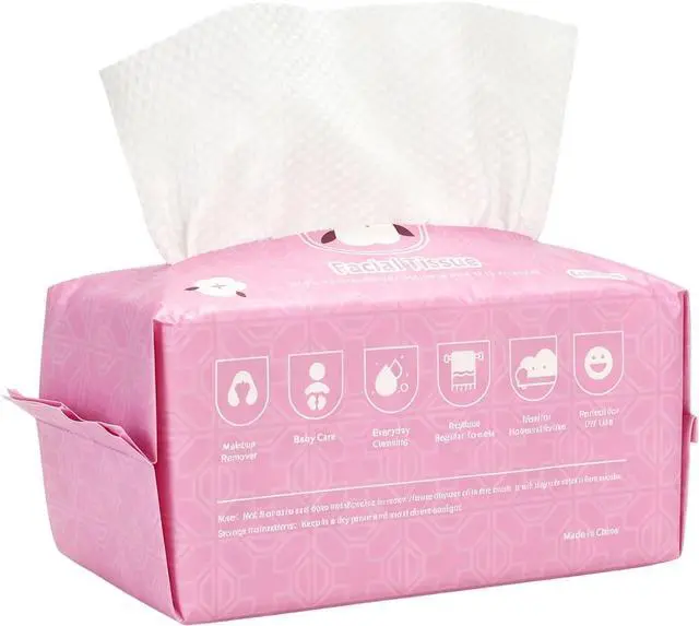 Main image of Disposable Face Towels 80 Count, 100% Pure Cotton Ultra Soft & Thick Facial Tissues, Lint-Free Wet Dry Use Face Cloths, Dual Texture Makeup Remover Wipes for Sensitive Skin