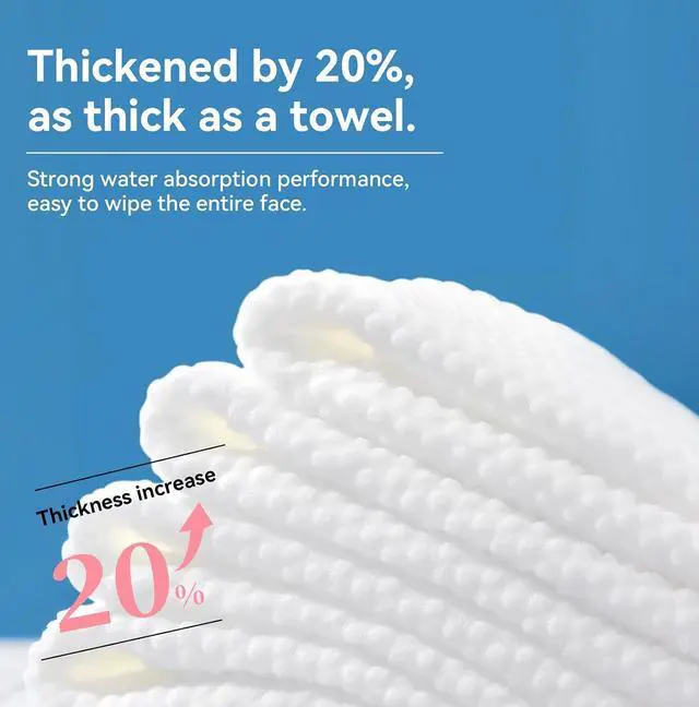 Alt view image 3 of 7 - Disposable Face Towels 80 Count, 100% Pure Cotton Ultra Soft & Thick Facial Tissues, Lint-Free Wet Dry Use Face Cloths, Dual Texture Makeup Remover Wipes for Sensitive Skin