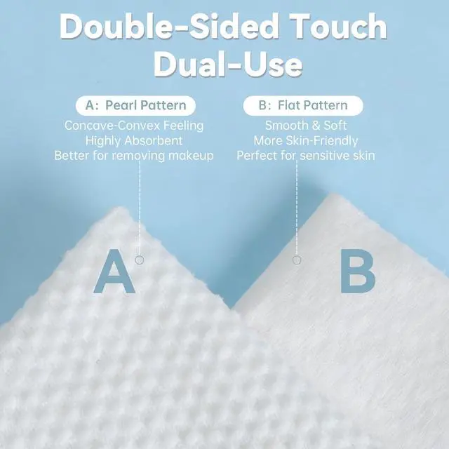 Alt view image 7 of 7 - Disposable Face Towels 80 Count, 100% Pure Cotton Ultra Soft & Thick Facial Tissues, Lint-Free Wet Dry Use Face Cloths, Dual Texture Makeup Remover Wipes for Sensitive Skin