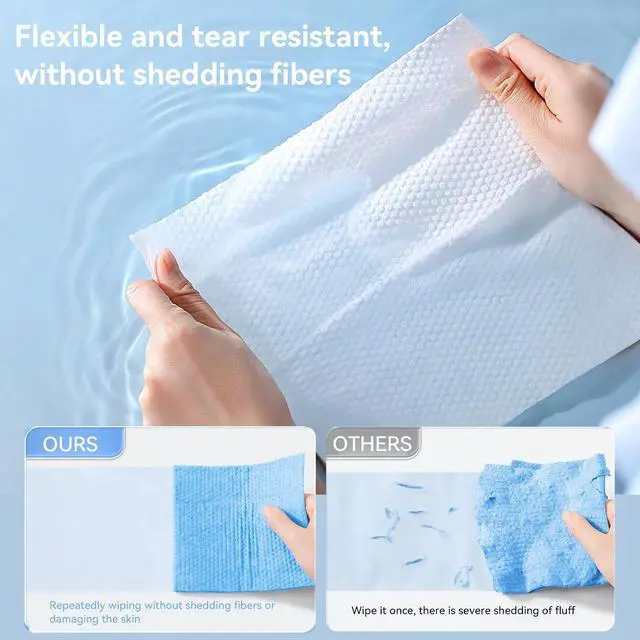 Alt view image 4 of 7 - Disposable Face Towels 80 Count, 100% Pure Cotton Ultra Soft & Thick Facial Tissues, Lint-Free Wet Dry Use Face Cloths, Dual Texture Makeup Remover Wipes for Sensitive Skin