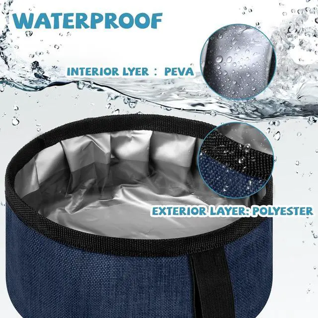 Alt view image 3 of 7 - Meanplan 2 Pack Portable Dog Bowls Foldable Travel Dog Dish Portable Puppy Water and Food Bowl Pet Hiking Accessories for Small and Large Pets(Dark Blue, Gray,40 oz)