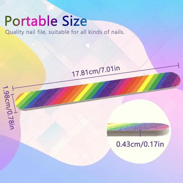 Alt view image 2 of 7 - LNAUJS 24PCS Professional Double-Sided 100/180 Grit Nail Files Colorful Manicure Pedicure Tools