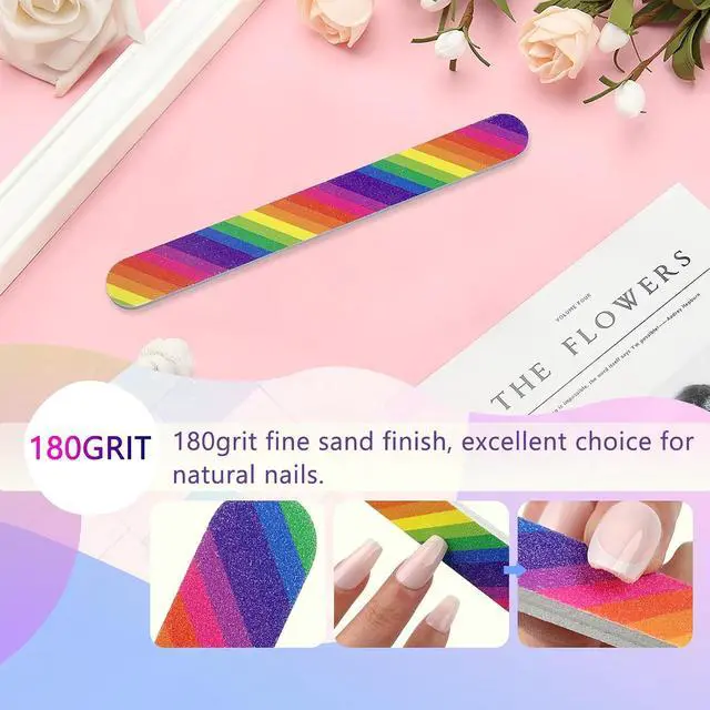 Alt view image 4 of 7 - LNAUJS 24PCS Professional Double-Sided 100/180 Grit Nail Files Colorful Manicure Pedicure Tools