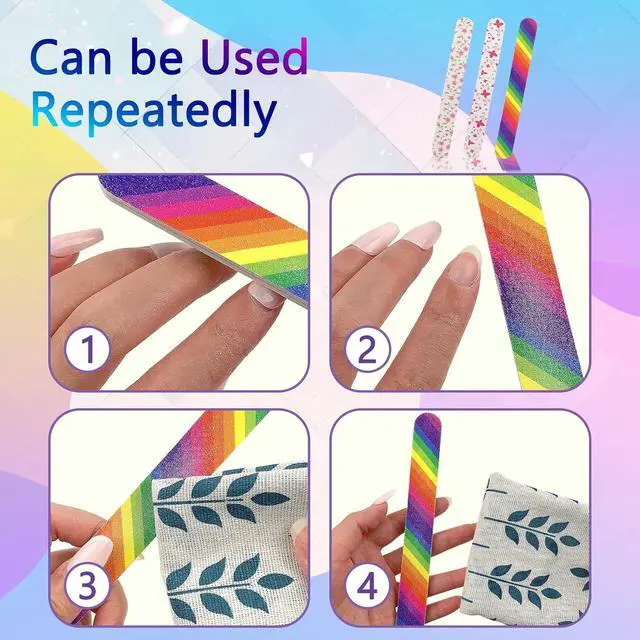 Alt view image 5 of 7 - LNAUJS 24PCS Professional Double-Sided 100/180 Grit Nail Files Colorful Manicure Pedicure Tools