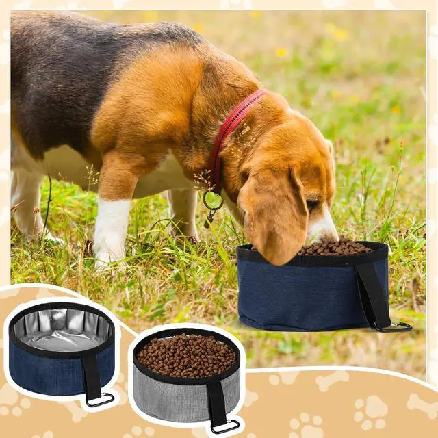 Alt view image 5 of 7 - Meanplan 2 Pack Portable Dog Bowls Foldable Travel Dog Dish Portable Puppy Water and Food Bowl Pet Hiking Accessories for Small and Large Pets(Dark Blue, Gray,40 oz)