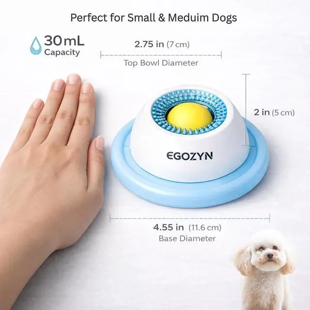 Alt view image 6 of 7 - Dog Lick Bowl for Small Dogs & Cats, Enrichment Liquid Treat Slow Feeder | Keeps Pets Busy Longer with Calm, Focused Treat Time