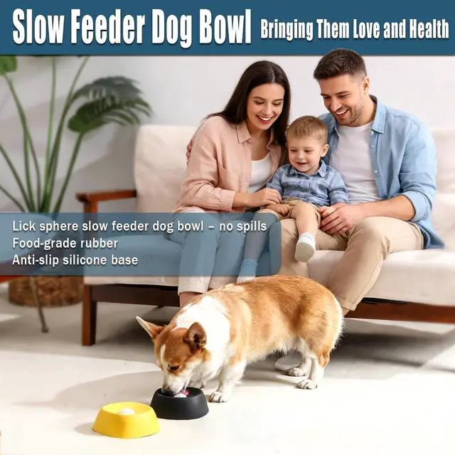 Alt view image 2 of 7 - SOOPLEU Lick and Roll Bowl for Dogs No-Mess Slow Feeder for Bone Broth, Yogurt & Supplements | Lick and Roll Bowl with Anti-Spill Rolling Ball | for Senior Dogs, New Puppies & Post-Op Nutrition