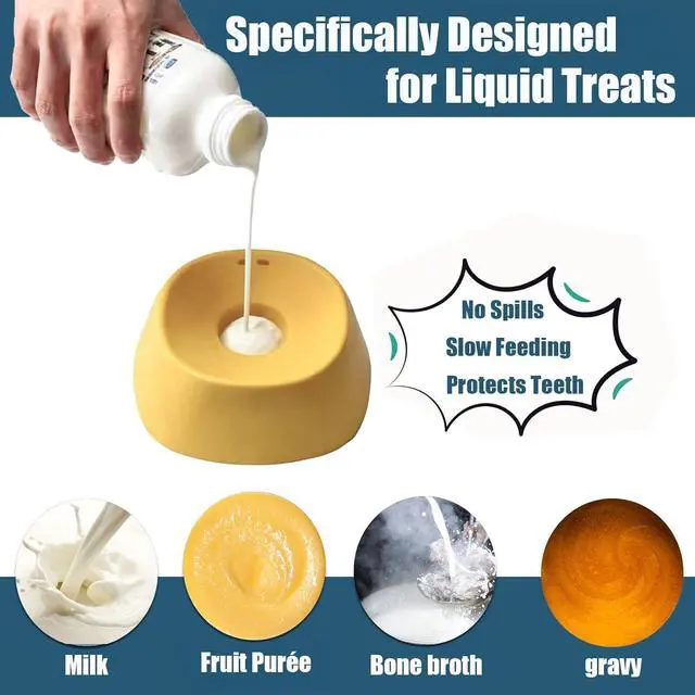 Alt view image 5 of 7 - SOOPLEU Lick and Roll Bowl for Dogs No-Mess Slow Feeder for Bone Broth, Yogurt & Supplements | Lick and Roll Bowl with Anti-Spill Rolling Ball | for Senior Dogs, New Puppies & Post-Op Nutrition