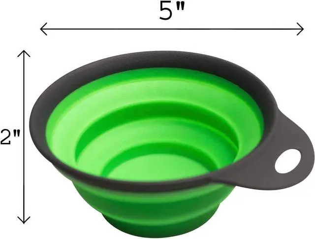 Alt view image 4 of 5 - Travel Collapsible Dog Bowl Green, 12oz Portable Pet Feeder, 1 Carabineer, 100% Silicone, Foldable Expandable for Dog/Cat Food Water Feeding, Travel Bowl for Camping Walking Parking Traveling