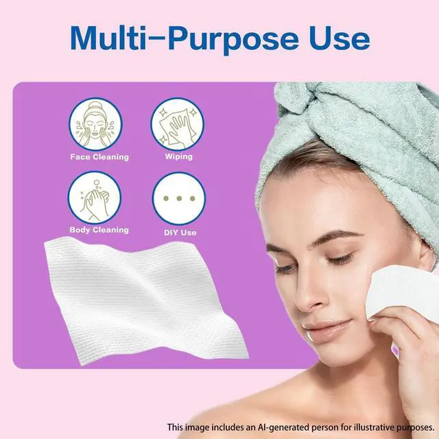 Alt view image 6 of 7 - Vinda Clean Face Towels, Disposable, XL Facial Towels, 30 Count - Thick 100% Rayon Fabric Dry Wipes for Sensitive Skin & Makeup Removal