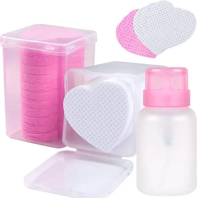Main image of 400pcs Lint Free Nail Wipes, 1 Pull-Off Pump-Style BottleNail Cleaning Pads, for Cleaning Nails for Manicures, Mascara Extension Glue Cleaning Wipes, and Nail Care Product Sets (Pink + White)