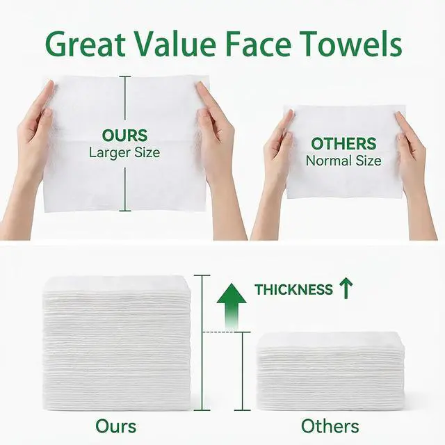 Alt view image 4 of 7 - Vinda Clean Face Towels, Disposable, XL Facial Towels, 30 Count - Thick 100% Rayon Fabric Dry Wipes for Sensitive Skin & Makeup Removal