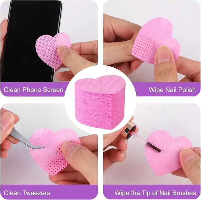 Alt view image 4 of 7 - 400pcs Lint Free Nail Wipes, 1 Pull-Off Pump-Style BottleNail Cleaning Pads, for Cleaning Nails for Manicures, Mascara Extension Glue Cleaning Wipes, and Nail Care Product Sets (Pink + White)