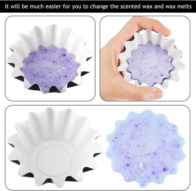 Alt view image 3 of 7 - Boao 25 Pcs Silicone Wax Melt Liners,Black | Reusable Leakproof Wax Cups for Scented Warmers, Fit Electric Melter Burner, Effortless to clean Silicone Warmer Liner Insert