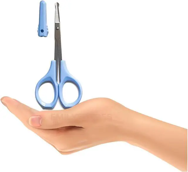 Alt view image 4 of 5 - SHINING CROWN 4 Inch Premium Nose & Ear Hair Scissors, Safety Blades with Rounded Tip for Trimming Kid's & Adult's Nails, Facial & Eyebrow Hair