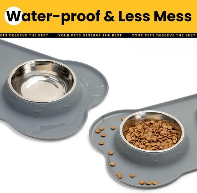 Alt view image 5 of 7 - Conlun Dog Bowls with Silicone Mat, No Spill Stainless Set, XS, Grey | Food Water Dish Set, Rust-proof, Non-slip, Raised Edge Protects Floors, Dishwasher Safe, Foldable Storage, Ideal for RV Trips