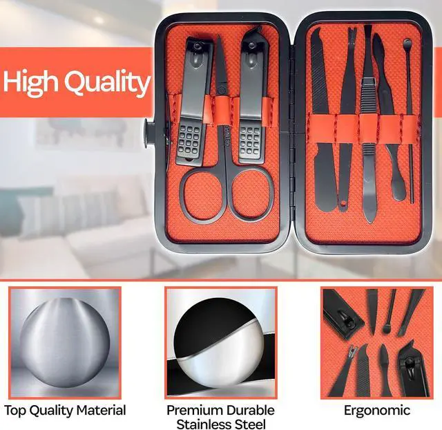 Alt view image 2 of 7 - P2P Nails 8 Piece Nail Clipper Set - Personal Care Manicure Set - Professional Quality Stainless Steel Nail Care Grooming Kit