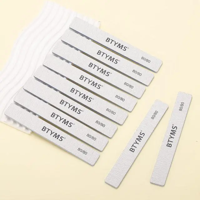 Alt view image 6 of 7 - 10 Count 80/80 Grit Rectangle Nail Files for Acrylic Nails, Reusable Buffering Files Double Sided Emery Boards for Nails