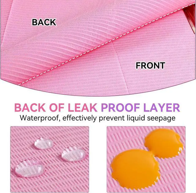 Alt view image 3 of 7 - Makartt 50 Pcs Pink Disposable Nail Mats, 18"x13" Waterproof | 3-Ply Absorbent Nail Mat with PE backing, Foldable for Easy Storage, Ideal for Salon, Tattoo, and Home DIY Manicure
