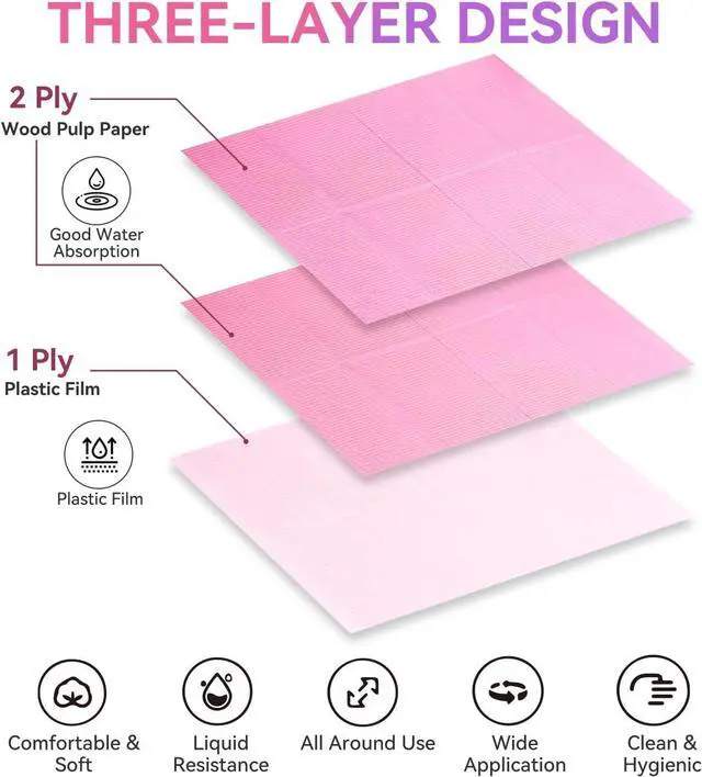 Alt view image 4 of 7 - Makartt 50 Pcs Pink Disposable Nail Mats, 18"x13" Waterproof | 3-Ply Absorbent Nail Mat with PE backing, Foldable for Easy Storage, Ideal for Salon, Tattoo, and Home DIY Manicure