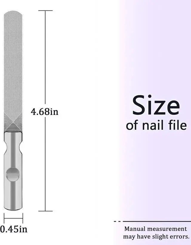 Alt view image 2 of 6 - LNAUJS 3 Pack Round Tip Stainless Steel Nail File, 4.76 inches (12.1 cm) Length, 0.43 inches (1.1 cm) Width, 2 Different Grit Surfaces for Various Occasions.